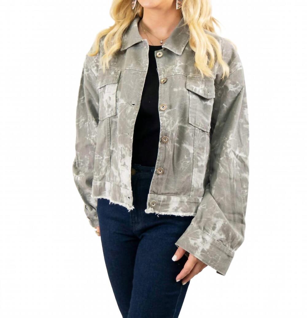 NEW LA MIEL smoked out denim jacket in olive